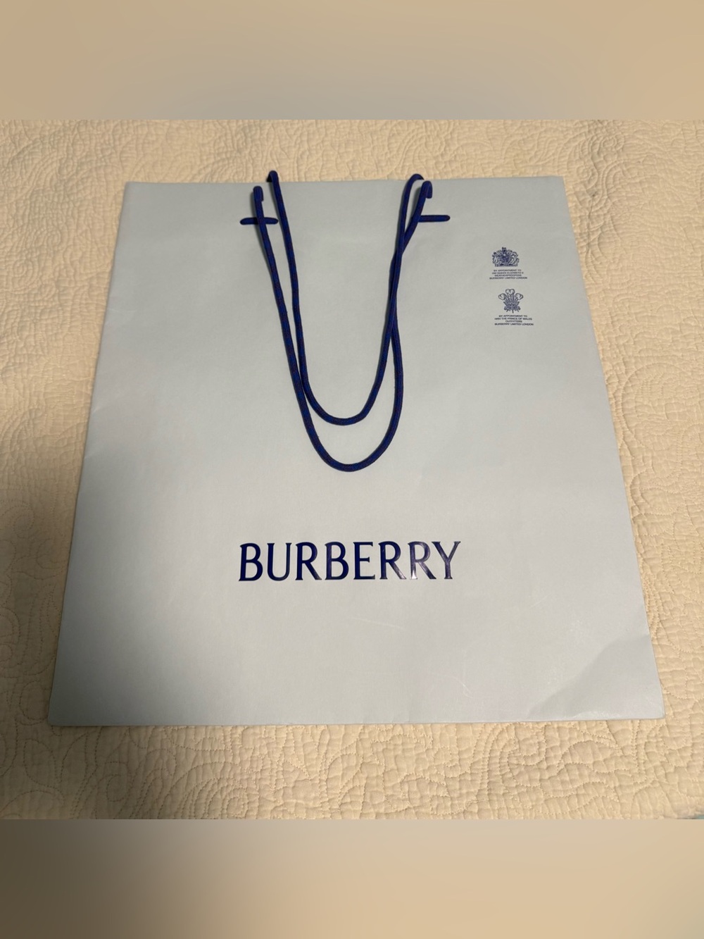 Burberry Gift/Shopping bag with logo on the back and heavy rope handles!